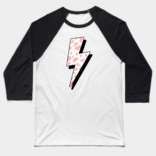 Strawberry Cow Pink Lightning Bolt Baseball T-Shirt